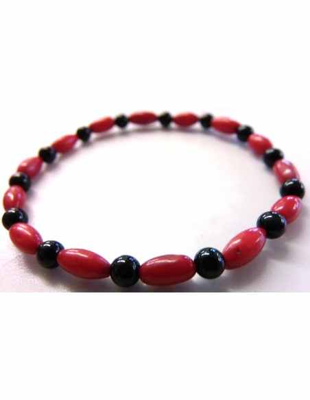 Bracelet jais corail rouge