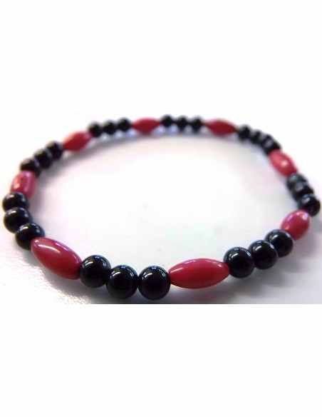 Bracelet corail rouge, jais