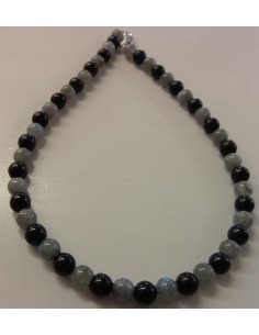 Collier tourmaline noire, labradorite 8mm 2