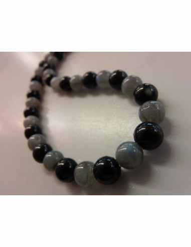 Collier tourmaline noire, labradorite 8mm