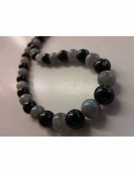 Collier tourmaline noire, labradorite 8mm Collier tourmaline noire, labradorite 8mm