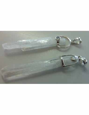 Scolecite - zéolite monté en argent pendentif