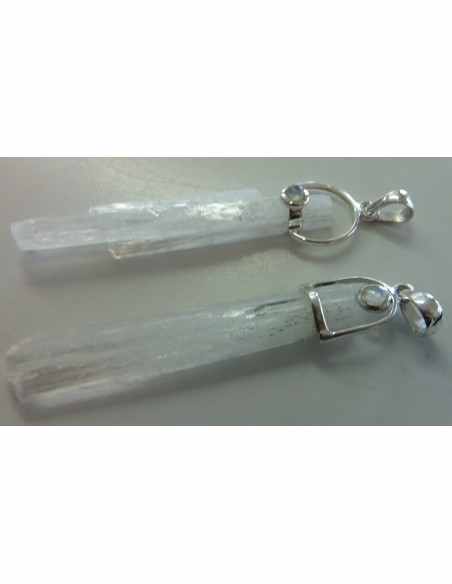 Scolecite - zéolite monté en argent pendentif Scolecite - zéolite monté en argent pendentif