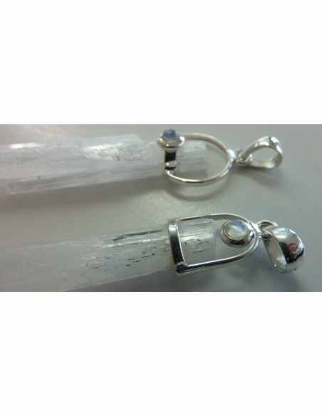 Scolecite - zéolite monté en argent pendentif Scolecite - zéolite monté en argent pendentif