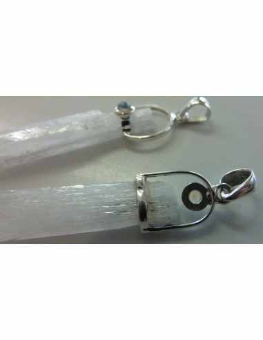 Scolecite - zéolite monté en argent pendentif