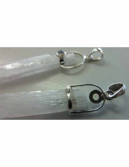 Scolecite - zéolite monté en argent pendentif Scolecite - zéolite monté en argent pendentif