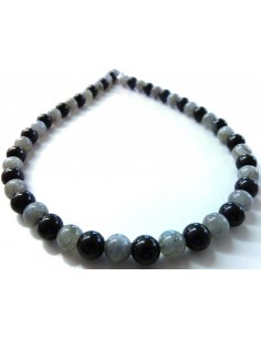 Collier tourmaline noire, labradorite 8mm