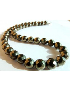 Pyrite 8mm facettes collier