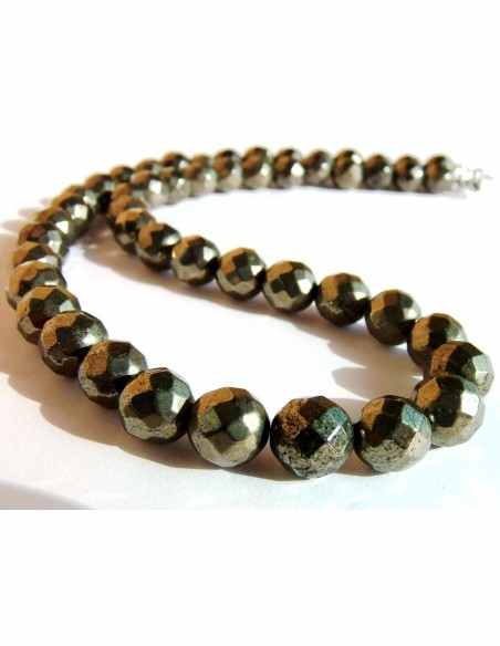 Pyrite 8mm facettes collier Pyrite 8mm facettes collier