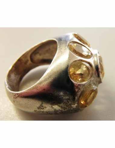 Topaze imperiale bague 9 gemmes