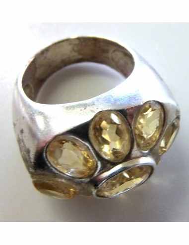 Topaze imperiale bague 9 gemmes