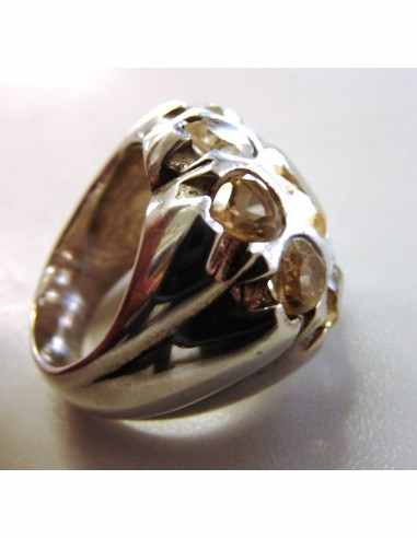 Topaze imperiale bague 9 gemmes