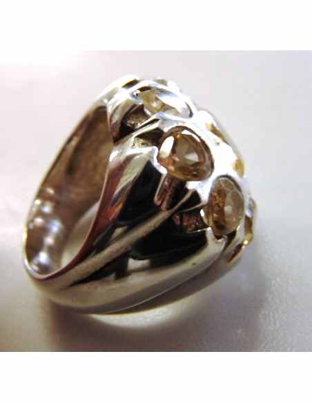 Topaze imperiale bague 9 gemmes