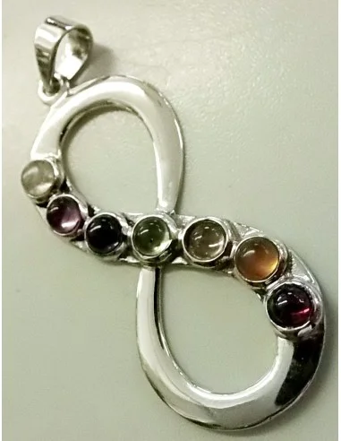 7 chakras pendentif argent
