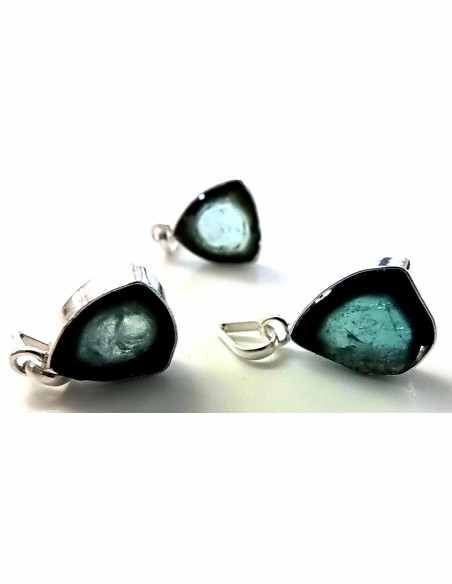 Pendentif tourmaline bleue et verte
