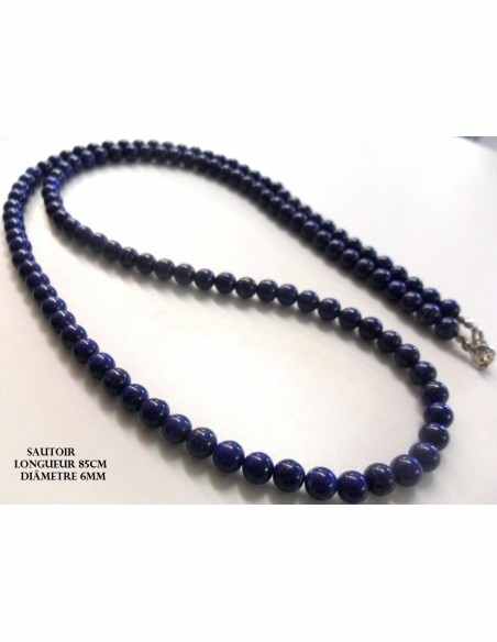 Collier Lapis lazuli sautoir 6mm Collier Lapis lazuli sautoir 6mm