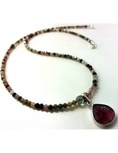 Tourmaline pasteque collier