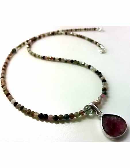 Tourmaline pasteque collier
