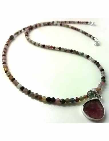Tourmaline pasteque collier