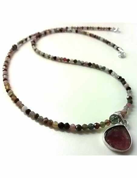 Tourmaline pasteque collier