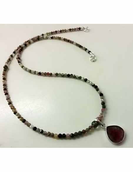 Tourmaline pasteque collier