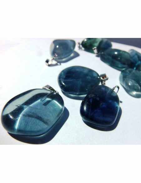 Fluorite bleue pendentif argent