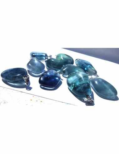 Fluorite bleue pendentif argent