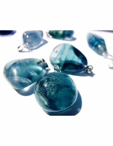 Fluorite bleue pendentif argent