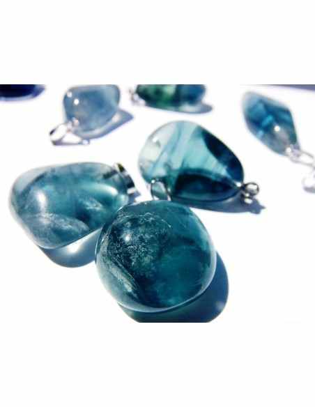 Fluorite bleue pendentif argent