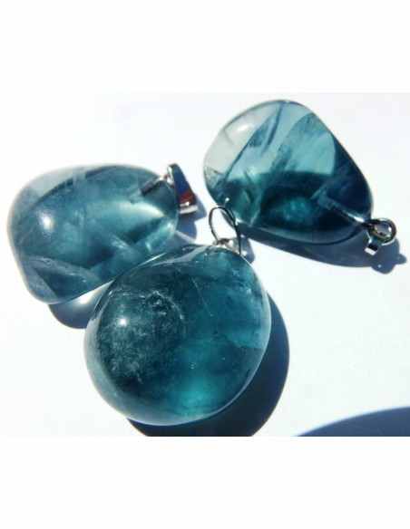 Fluorite bleue pendentif argent