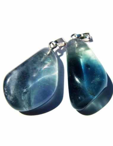 Fluorite bleue pendentif argent