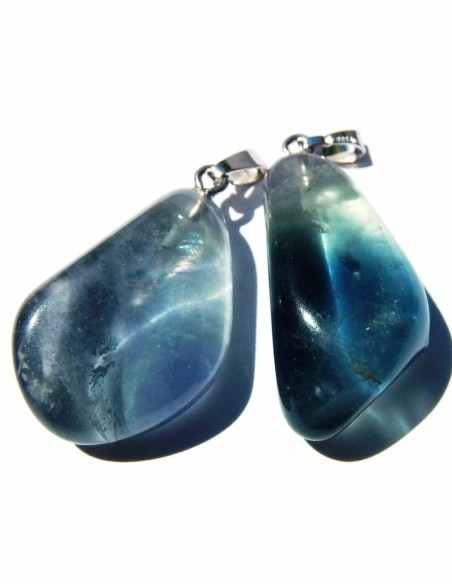 Fluorite bleue pendentif argent