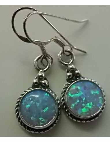 Boucles d'oreilles en opale noble bleue