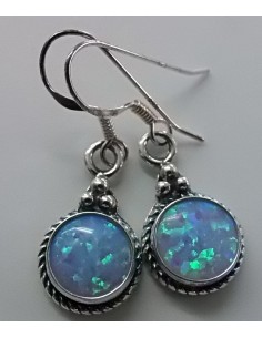 Boucles d'oreilles en opale noble bleue 2