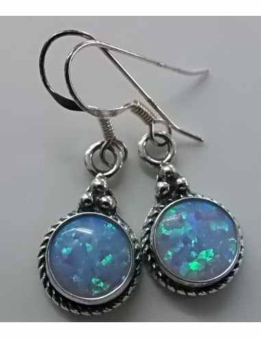 Boucles d'oreilles en opale noble bleue
