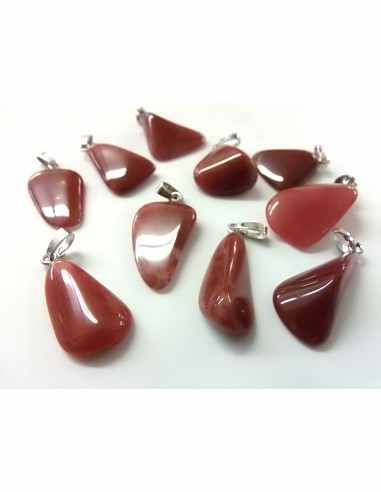 Calcedoine rouge pendentif argent