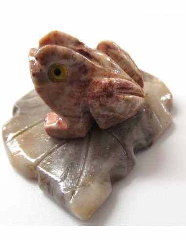 Crapaud sur feuille steatite