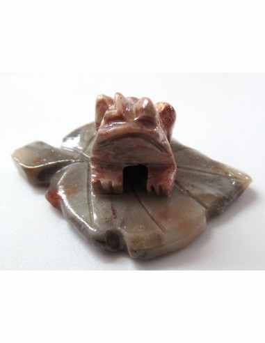 Crapaud sur feuille steatite