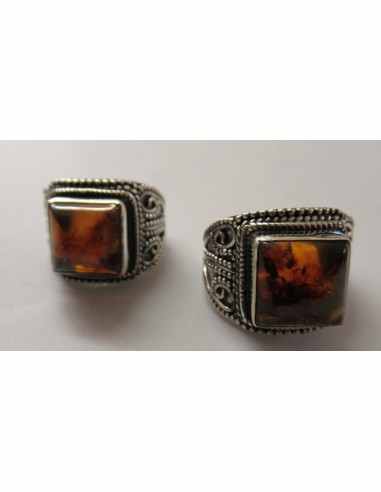 Ambre bague argent