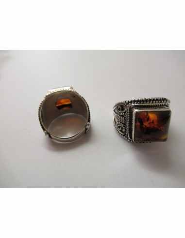 Ambre bague argent