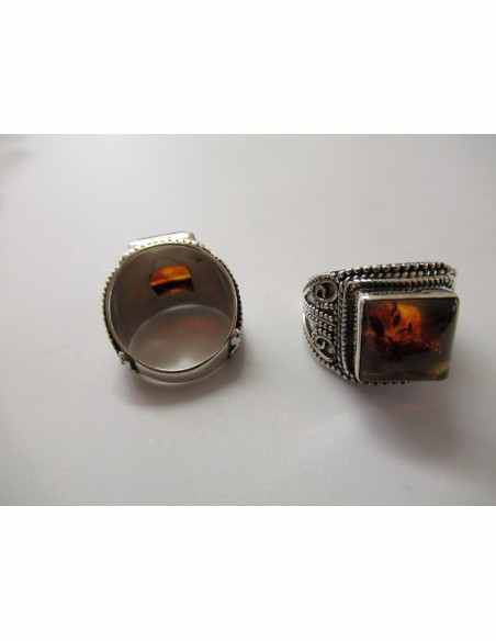 Ambre bague argent