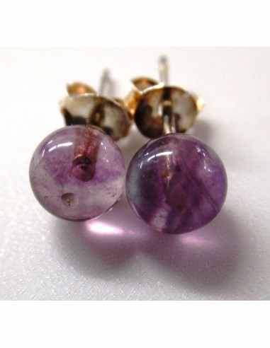 Fluorite 6mm boucles argent