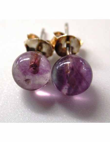 Fluorite 6mm boucles argent Fluorite 6mm boucles argent