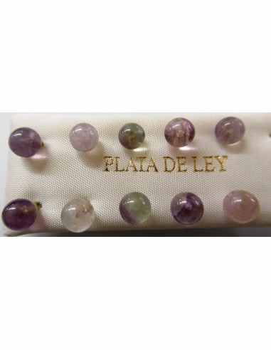 Fluorite 6mm boucles argent