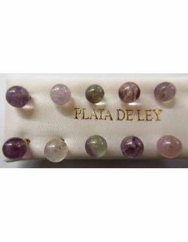 Fluorite 6mm boucles argent