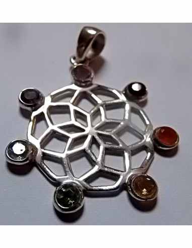 Sept chakras argent pendentif