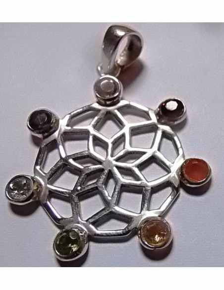 Sept chakras argent pendentif