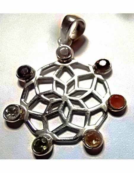 Sept chakras argent pendentif