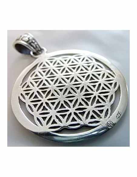 Fleur de vie, chakras argent pendentif