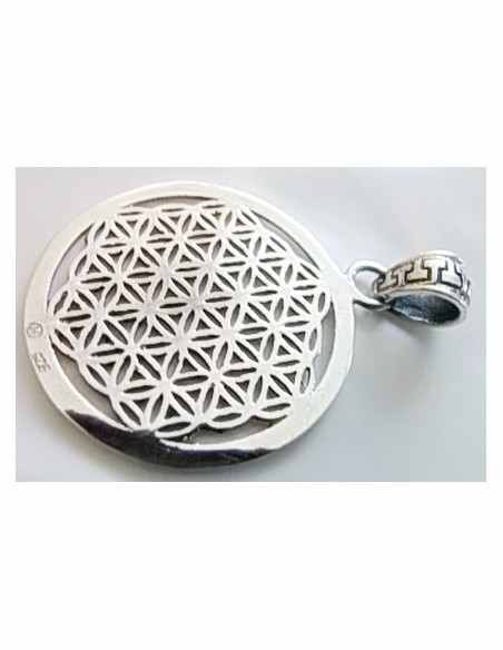 Fleur de vie, chakras argent pendentif